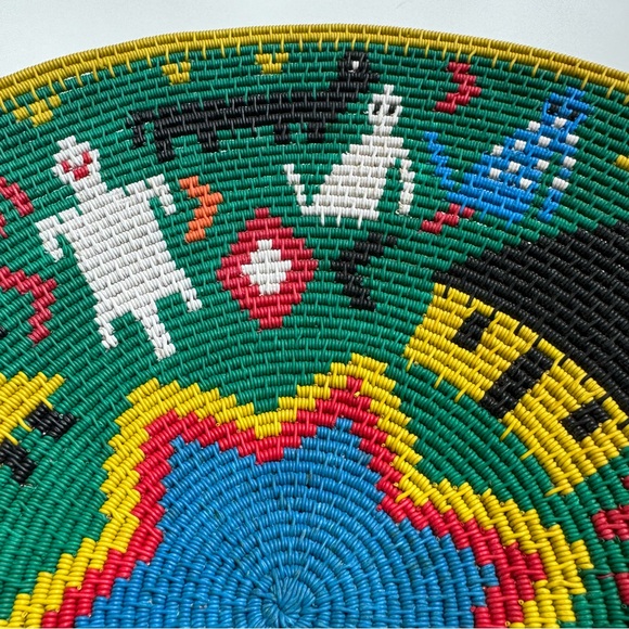 African Zulu Telephone Wire Basket / Bowl Woven Platter - Picture 4 of 15